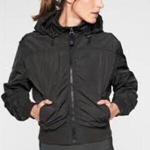 ATHLETA Point Reyes Black Moto Bomber Jacket Womens Sz S